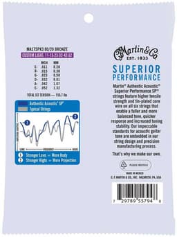 Martin MA175PK3 Snaren voor Akoestische Gitaar (11-52) Bronze, Custom Light 3-Pack — thumbnail 4
