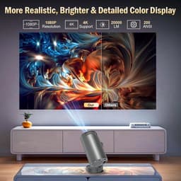 Mini Projector - Draagbaar - Wifi 6 en Bluetooth 5.4 - Trapeziumcorrectie - Voor Thuisbioscoop en Buiten — thumbnail 2