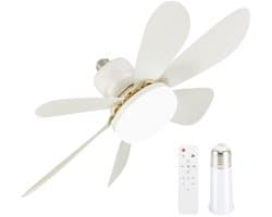 COOAU - Plafondventilator met verlichting - LED 40W - 50cm Indraai Ventilator met Licht & Afstandsbediening - Geschikt voor Kinderkamer Zolder Inloopkast Kleine Keuken
