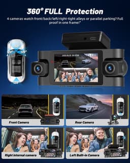 360° Dashcam - Zwart - 4-camera systeem - Wifi-connectiviteit - Voor Auto's — thumbnail 2
