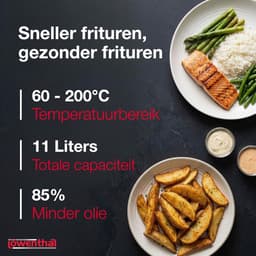 Airfryer XL - Hete Lucht Oven - Gezond Koken - Dubbele Mand - 11 Liter - Zwart — thumbnail 2