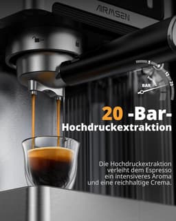 Espressomachine 20 Bar – Cappuccino & Latte Machine - Dubbelboiler Koffiemachine (1350W & 1000W), Extractie in 15s, Roestvrij Staal - Afneembaar Waterreservoir 1,8L - Touchscreen — thumbnail 3