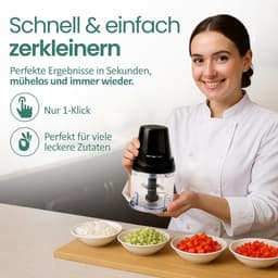 Elektrische Hakmolen - Keukenmachine - Snel Ingrediënten Snijden - 4 Roestvrij Staal Messen - 500 ml Inhoud - Zwart — thumbnail 4