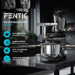Keukenmachine - Zwart - 6,2L - Multifunctionele Foodprocessor met Blender en Accessoires - Voor Kookliefhebbers — thumbnail 2