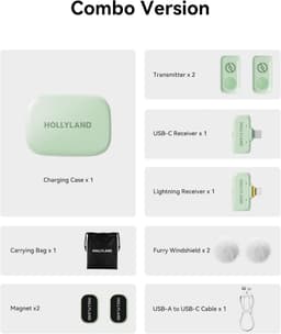 Hollyland-A1-Combo-Draadloze-Microfoon-Groen-48kHz-24bit-High-Fidelity-3-niveau-Intelligente-Ruisonderdrukking — thumbnail 4