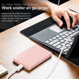 Ploutos® Harde Schijf - Draagbare Harde Schijf voor PC, Laptop & Console - Ultradunne Draagbare Harde Schijf - Roze - 12cm x 8cm x 2cm — thumbnail 5