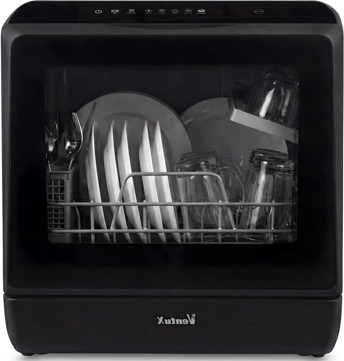 Compacte Vaatwasser - Mini Vaatwasser - Appartement Keuken - App Bediening - 42.5 cm Hoog - Zwart — afbeelding 1