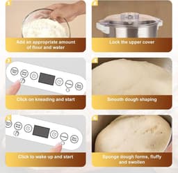 Elektrische Deegmachine 7L – Automatische Deegkneder 200W – Deeg Mixer met Fermentatiefunctie 28-40°C – RVS Mengkom – Touch Bediening – Voor Pizza, Brood & Bakken — thumbnail 1