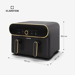 Heteluchtfriteuse - Dubbele mand - Gezond koken - Twee aparte kamers - 11 Liter - Zwart goud — thumbnail 4