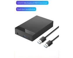casalora - Externe Hdd Zaak - Externe harde schijf behuizing – 2.5" en 3.5" USB 3.0 naar SATA – Toolvrije externe behuizing – Compacte en lichte harde schijf adapter - Zwart