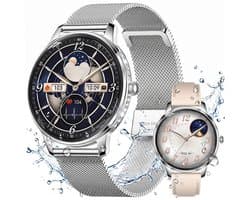 VASHOY HK38 - Smartwatch Dames - Horloge Dames - Full Screen - Bluetooth Spraakassistent – Hartslag, Bloeddruk, Stress, Slaap, Stappenteller - IP68 -Geschikt voor iOS/Android - Zilver