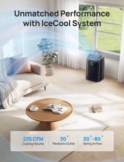 Mobiele airco 7500 BTU stil met app bediening luchtontvochtiger timer voor slaapkamer en kantoor — thumbnail 4