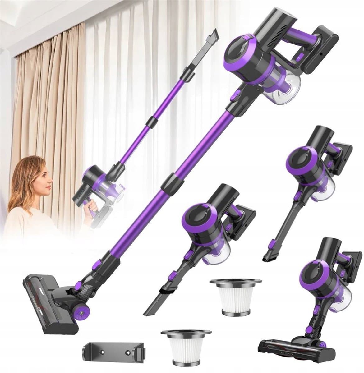 Steelstofzuiger Draadloos - Stofzuiger Kruimeldief - 400W - 30kPa Zuigkracht - 2 Standen - LED Display & Verlichting - 99,99% Filtratie - 1,2L Stofbak - Zonder Zak - Voor Vloer & Tapijt & Huisdier — afbeelding 1
