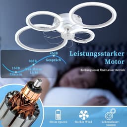 Plafondventilator met licht - Led lamp - Comfort in huis - Stille motor 6 snelheden - 80 x 60 cm — thumbnail 5