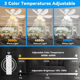 Killogood Plafondventilator met licht en afstandsbediening - 52 cm - 40 W - LED-plafondventilator met E27-fitting - 3 dimstanden - 3 snelheden - timerfunctie - voor woonkamer en slaapkamer. — thumbnail 2