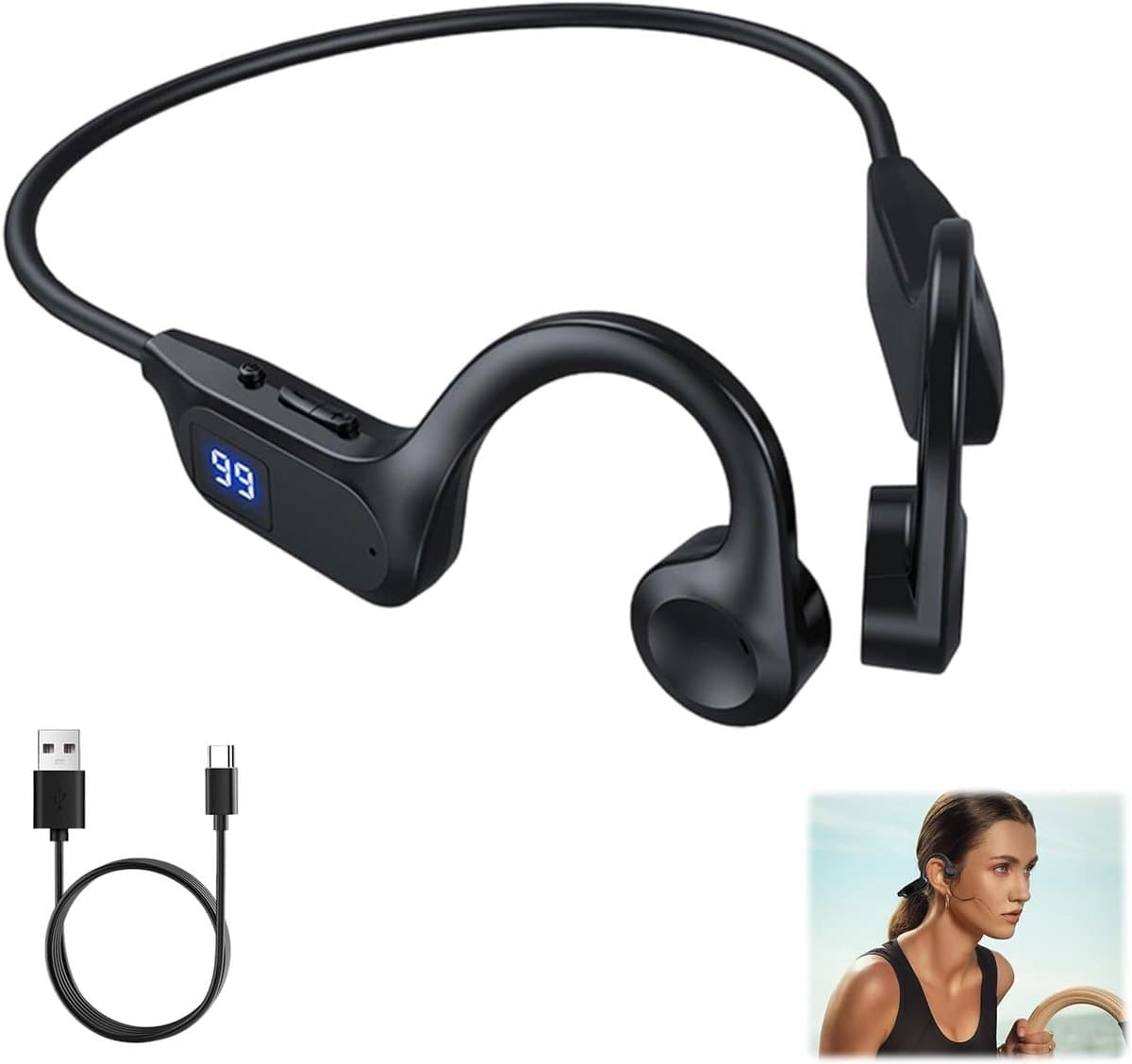 Hoofdtelefoon met V5.2 HiFi Stereo - IP65 Waterproof - 15 Uur Batterijduur - Perfect voor Sport en Fietsen - ShopVlot — afbeelding 1