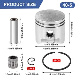SnelShoppen - Piston Set voor Bosmaaier 40 mm - Set voor Grasmaaier en Bosmaaier - 43 cc Piston Set met Ringen - Duurzaam en Ruimtebesparend — thumbnail 5