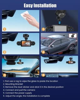 Dashcam voor auto - Zwart - 3 inch IPS-scherm - 1080P HD dubbele camera met nachtzicht en G-sensor - Voor alle voertuigen — thumbnail 5