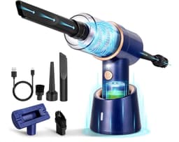 3-in-1 Draadloze Handstofzuiger Elektrische Persluchtblazer, Oplaadbare Mini Stofzuiger Opgewaardeerd Model Blauw, Voor Huisdierenhaar en Autoreiniging — thumbnail 1