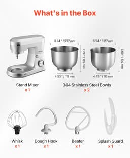 Keukenmachine - Mixer - Bakken en Koken - Krachtige 1500W Motor - 5.7 Liter Kom - Zilver — thumbnail 3