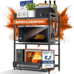 Magnetronrek Keukenrek - Voorraadrek Bakkersrek - Keuken Organiseren - Verstelbaar In Hoogte Lengte - 3 Lagen - Zwart — thumbnail 1