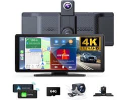 TYR® Draadloze Dashcam - Dashcam met CarPlay - Draadloos CarPlay-Scherm - Zwart - 4cm x 18cm x 7cm