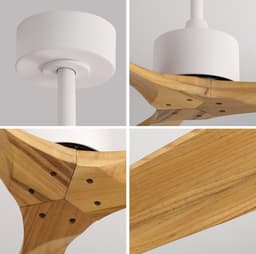 COVREO Plafondventilator 104 cm wit en naturel - hout en metaal - zonder verlichting met afstandsbediening — thumbnail 4