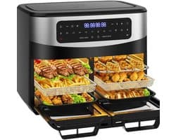Airfryer Dubbele Zone - XXL Airfryer - Gezond Koken - Dubbel Raam - 12 Liter - Zwart