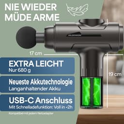Thijox - Massagepistool met 6 Massagekoppen, 30 Snelheden, USB-C, LCD-Touchscreen - Spiermassageapparaat voor Diepe Weefselmassage (Grijs) — thumbnail 4