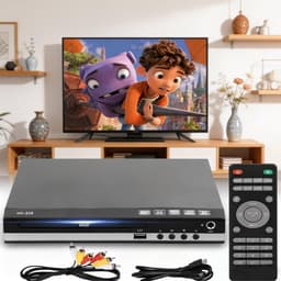 DVD-speler voor tv, cd-speler met afstandsbediening, 1080p HD, compacte speler, regio-vrij, HDMI- en RCA-kabels, USB-ingang, geschikt voor monitor en projector, nieuwe en oude tv's. — thumbnail 5