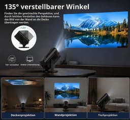 SnelShoppen - Mini-projector Draagbare HD 1080P Thuisbioscoopprojector met HDMI/USB Kabelaansluiting, Handmatige Focus, 180° Verstelbare Standaard voo — thumbnail 3