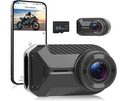 SnelShoppen - Motor-dashcam zonder display, 1080p HD waterdichte frontcamera met wifi-app, loopopname, 110° groothoek voor auto, motor en scooter