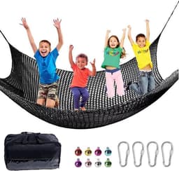 valbeschermingsnet, klimnet voor kinderen en buiten, 4 mm dik touw, gaten van 4 cm, voor valbescherming buiten, speelplaats, buiten en binnen (zwart, 3 x 3) — thumbnail 1