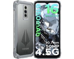 DOOGEE Blade 10 Pro Energy 4.5G - Robuuste Telefoon - Smartphone - Android 16 - 6150mAh/18W - 10.7mm - 50MP Camera - Gemini AI - UNISOC T7250 - 12 GB RAM+128 ROM（2TB/TF) - 6,56-inch HD+ 90Hz - Widevine L1 - Face ID - NFC - Drie sleuven - Zilver