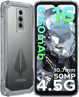 DOOGEE Blade 10 Pro Energy 4.5G - Robuuste Telefoon - Smartphone - Android 16 - 6150mAh/18W - 10.7mm - 50MP Camera - Gemini AI - UNISOC T7250 - 12 GB RAM+128 ROM（2TB/TF) - 6,56-inch HD+ 90Hz - Widevine L1 - Face ID - NFC - Drie sleuven - Zilver — thumbnail 1