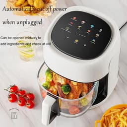 Luchtfriteuse - Airfryer Frituurpan - Snelle Maaltijden - Panoramische Mand - 45 Liter - Zilver — thumbnail 2