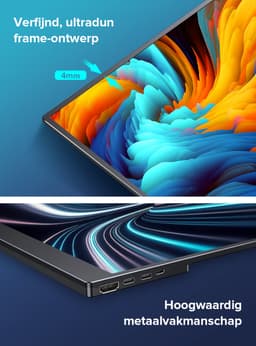 Uperfect 15,6-inch draagbare monitor, 10-punts touchscreen, 60 Hz, USB-C en HDMI, 1080p, IPS (1200:1), voor laptop/telefoon/spelconsole, VESA-montage mogelijk — thumbnail 2