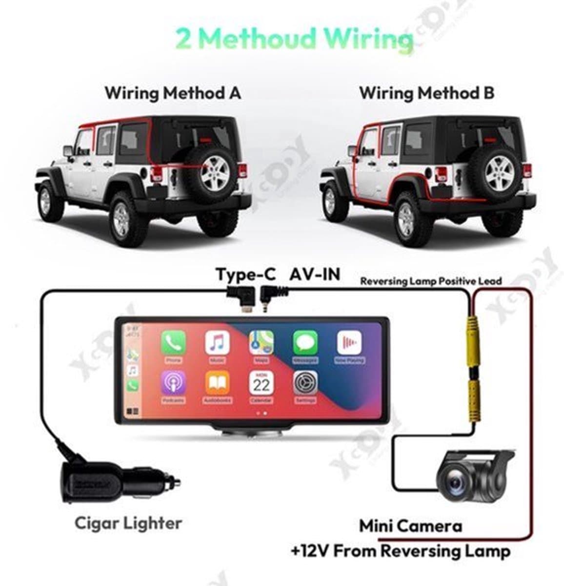 Dashcam Spiegel - Navigatiesysteem Auto - Dashcam voor auto - GPS Navigatie - Draadloze - 4K DVR - Bluetooth Audio - ADAS Systeem - 10.26" - Achteruitrijcamera — afbeelding 1
