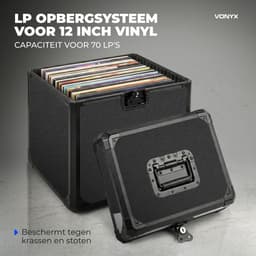 Platenkoffer - Vonyx RC82 - LP opbergsysteem voor 12 inch vinyl - LP koffer voor dagelijks gebruik en DJ’s - Zwart — thumbnail 2