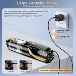 Draadloze Handstofzuiger - Auto Stofzuiger - Auto en Huis Reinigen - 27000Pa Krachtige Zuigkracht - 6000mAh Batterij - Zwart — thumbnail 2