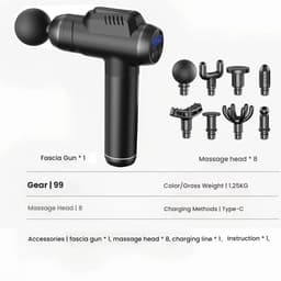 JOYNEXTBUY - Massage Gun - Opbergkoffer - Professioneel Massagepistool - Diepe Spiermassage - 99 Snelheden - Massagekoppen - Zwart — thumbnail 2