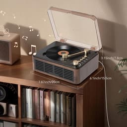 Retro CD-speler - Bluetooth-luidspreker - ingebouwde stereoluidsprekers - FM-radio en USB-poort - met afstandsbediening - voor thuis, kantoor en als cadeau — thumbnail 5