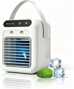 KZQ Draagbare USB-Luchtkoeler met 500 ml Watertank, 10 Uur Verkoeling, Stille Tafelventilator met Luchtbevochtiging, 2 Snelheden, Geschikt voor Thuis, Kantoor en Reizen — thumbnail 1