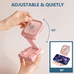180° Opvouwbare Ventilator - 1 stuk - 167×80×19mm - Drie windsnelheden - 3000mAh batterij - Kan als powerbank gebruikt worden - Mini elektrische handventilator - Geschikt voor op reis, op kantoor en op vakantie - Roze — thumbnail 4