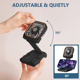180° Opvouwbare Ventilator - 1 stuk - 167×80×19mm - Drie windsnelheden - 3000mAh batterij - Kan als powerbank gebruikt worden - Mini elektrische handventilator - Geschikt voor op reis, op kantoor en op vakantie - Zwart — thumbnail 5