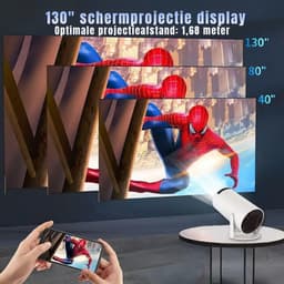 QIN® Draagbare beamer - Beamer - Projector - Mini Beamer - Wit - ‎17cm x 10cm x 17cm — thumbnail 3