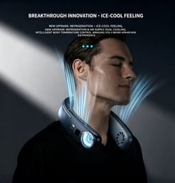 Nekventilator met TEC Koeling 4000mAh – Draagbare Bladloze Halsventilator met Halfgeleider Koeltechnologie, 3 Snelheden, LED Display en Sfeerverlichting – USB Oplaadbaar Wit — thumbnail 4