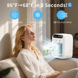 Luchtkoeler - Draagbare airconditioner - Draagbare koelventilator - Stille mobiele airco met 500mL watertank - Zonder Afvoerslang - Voor kamer slaapkamer kantoor — thumbnail 5