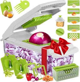 Keuken Snijmachine - Groentehakker Hakmolen - Maaltijden Voorbereiden - 18-in-1 Functies - 33.4 x 12.7 x 12.3 cm - Groen — thumbnail 1