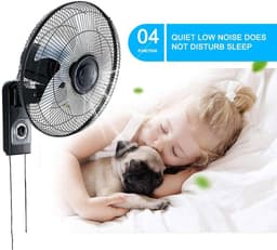 Wandventilator - Stille ventilator - Ruimte koelen - 5 aerodynamische bladen - 16 inch kop - Zwart — thumbnail 3